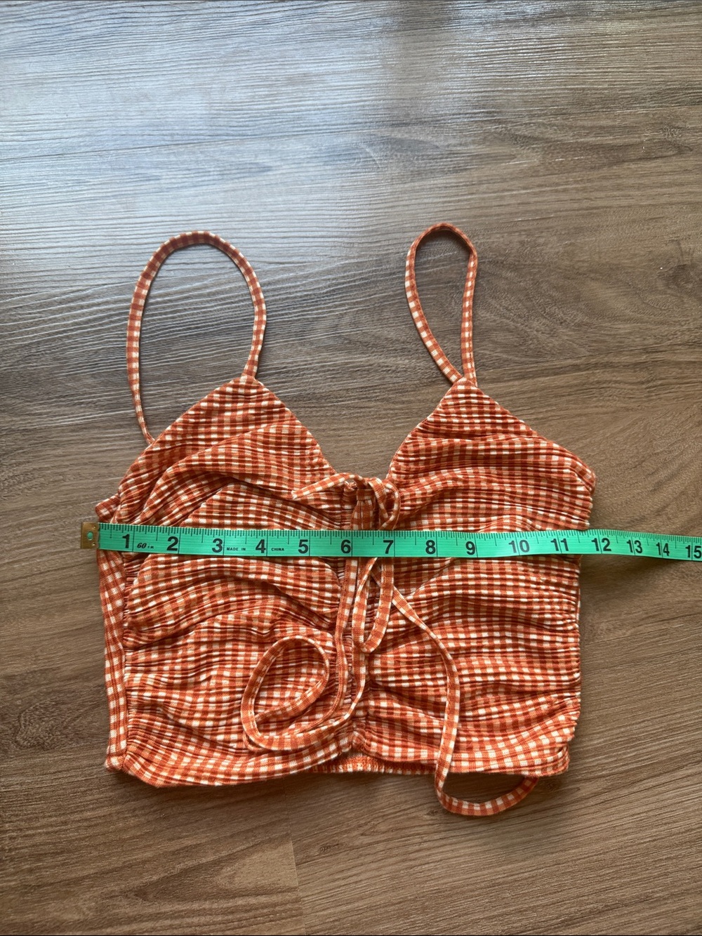 Zara Orange Gingham Crop Top Small